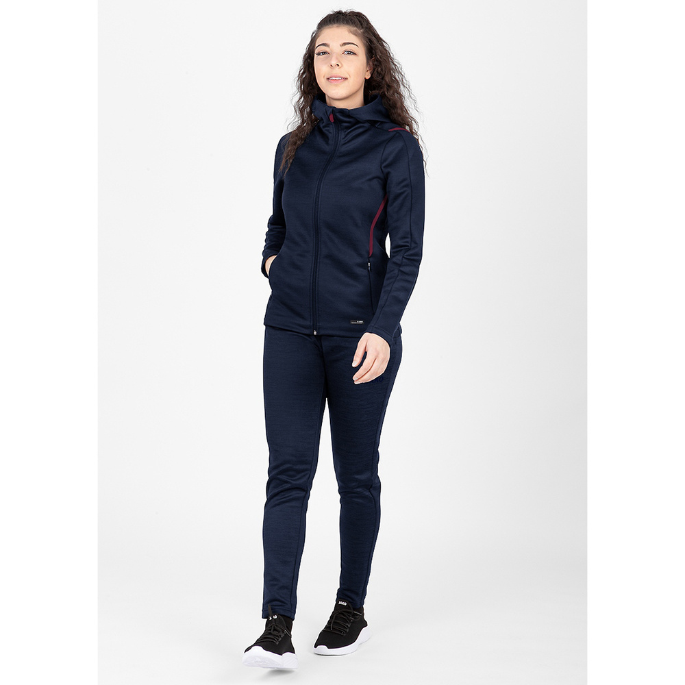 LEISURE JACKET JAKO CHALLENGE WITH HOOD, SEABLUE MELANGE-MAROON WOMEN. 