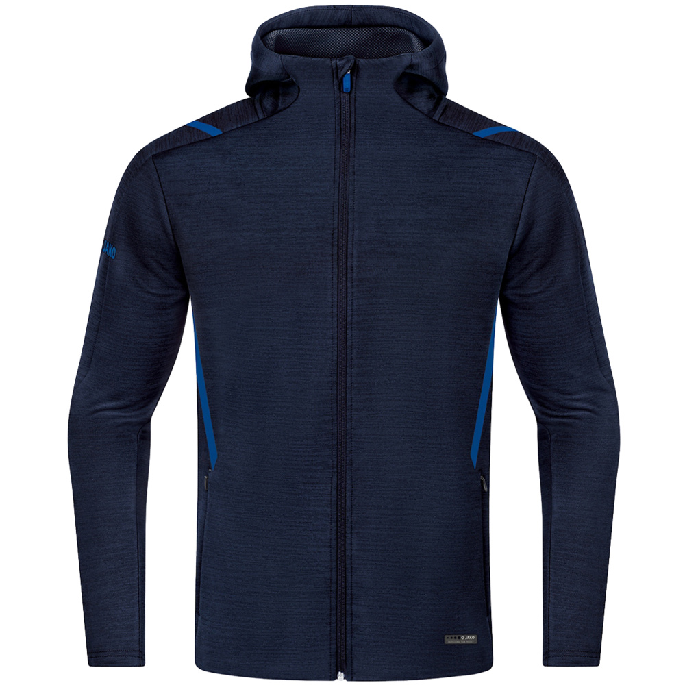 LEISURE JACKET JAKO CHALLENGE WITH HOOD, SEABLUE MELANGE-ROYAL MEN. 