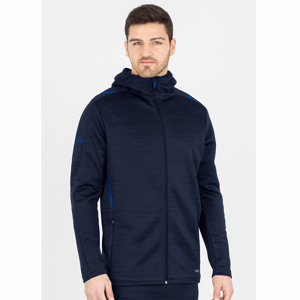 LEISURE JACKET JAKO CHALLENGE WITH HOOD, SEABLUE MELANGE-ROYAL MEN. 