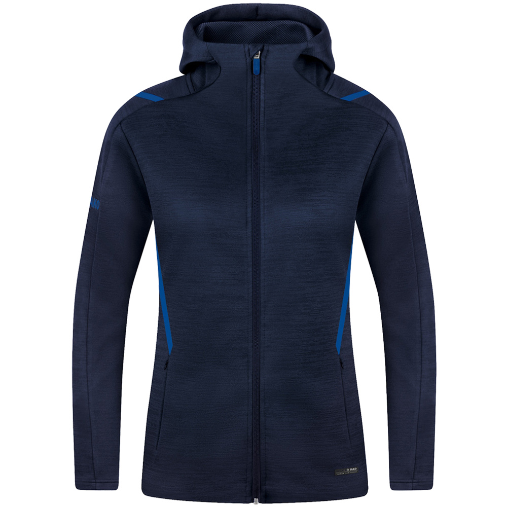 LEISURE JACKET JAKO CHALLENGE WITH HOOD, SEABLUE MELANGE-ROYAL WOMEN. 