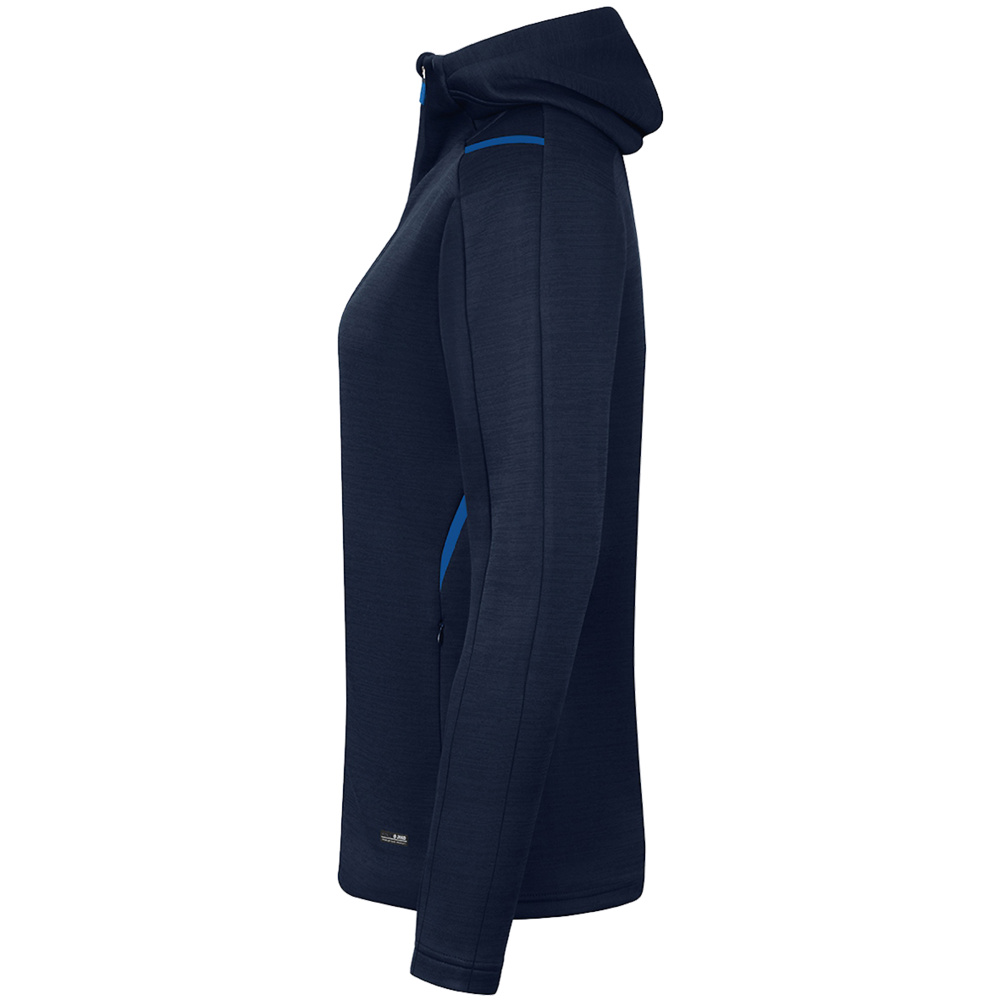 LEISURE JACKET JAKO CHALLENGE WITH HOOD, SEABLUE MELANGE-ROYAL WOMEN. 