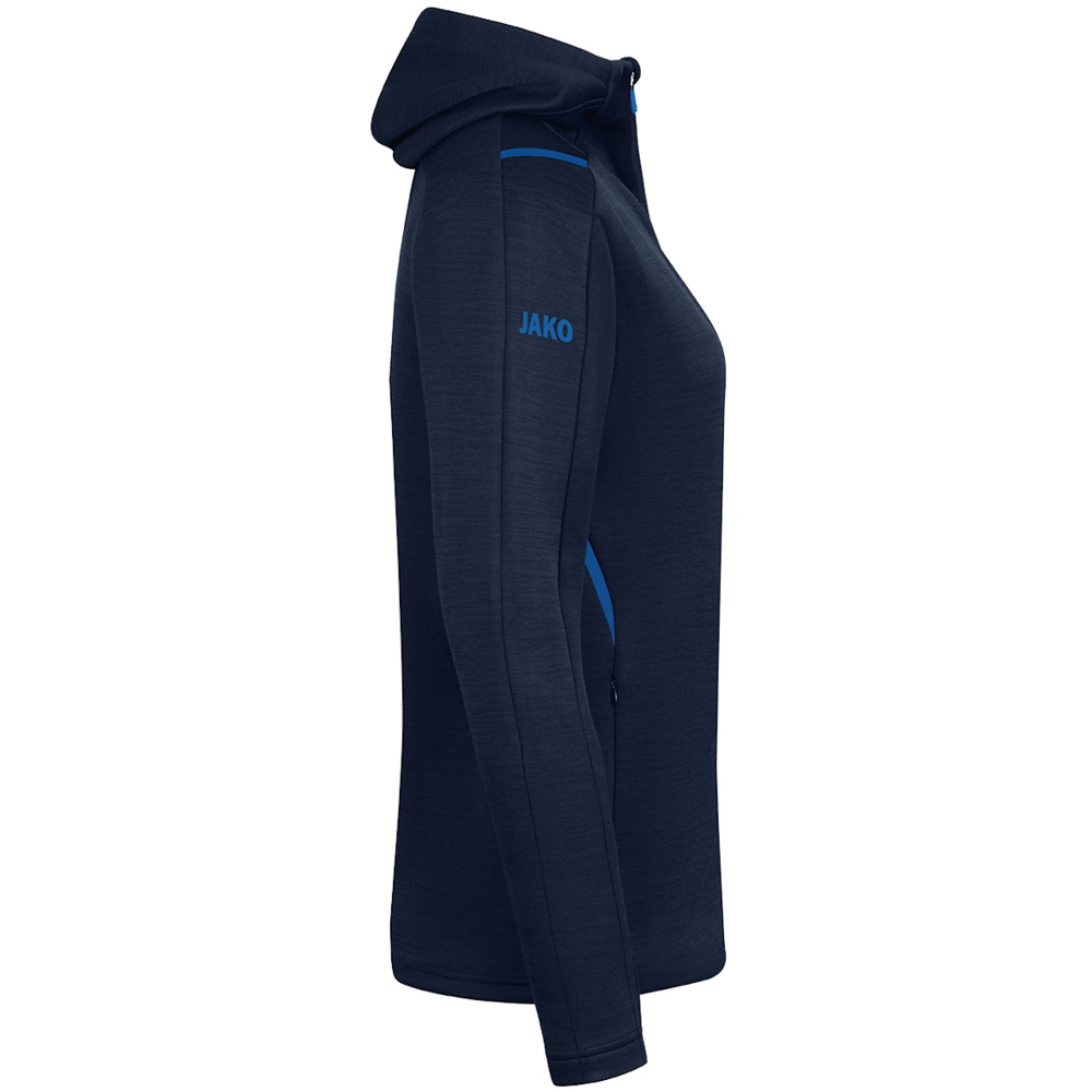 LEISURE JACKET JAKO CHALLENGE WITH HOOD, SEABLUE MELANGE-ROYAL WOMEN. 