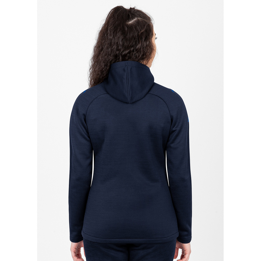 LEISURE JACKET JAKO CHALLENGE WITH HOOD, SEABLUE MELANGE-ROYAL WOMEN. 