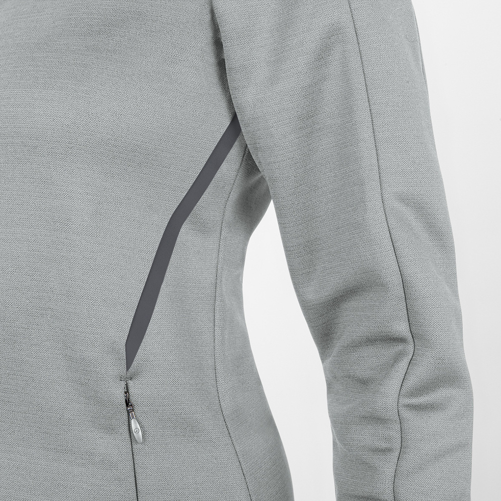 LEISURE JACKET JAKO CHALLENGE WITH HOOD, STONE GREY MELANGE-BLACK WOMEN. 