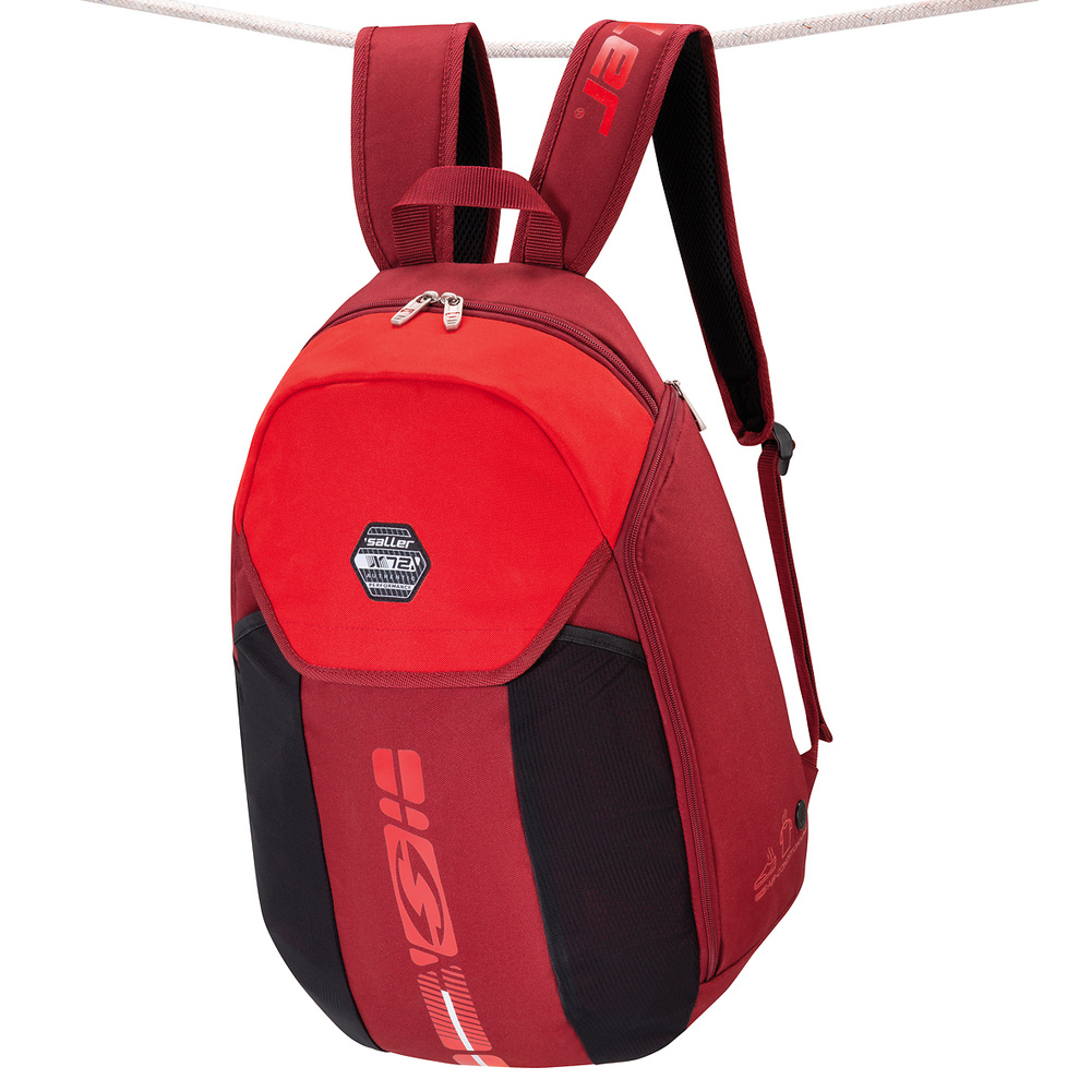 MOCHILA SALLERX.72, ROJO-BURDEOS-BLANCO. 