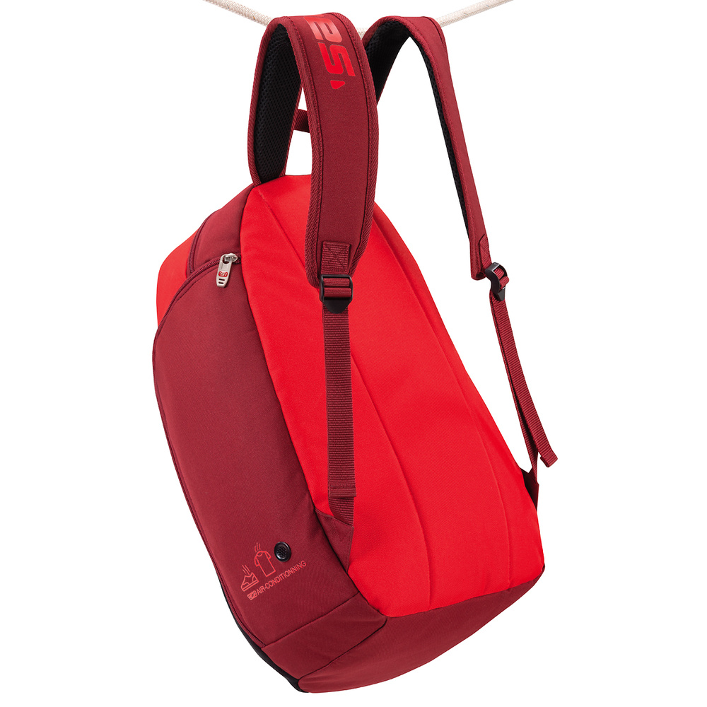 MOCHILA SALLERX.72, ROJO-BURDEOS-BLANCO. 