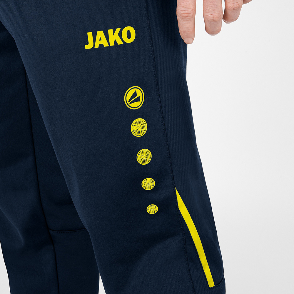 PANTALÓN POLIÉSTER JAKO CHALLENGE, MARINO-AMARILLO NIÑO. 