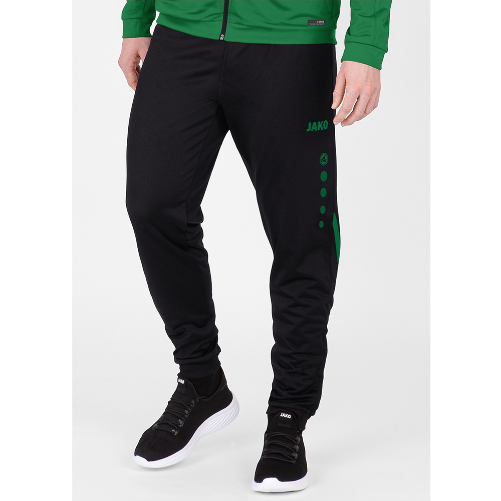 PANTALÓN POLIÉSTER JAKO CHALLENGE, NEGRO-VERDE HOMBRE. 