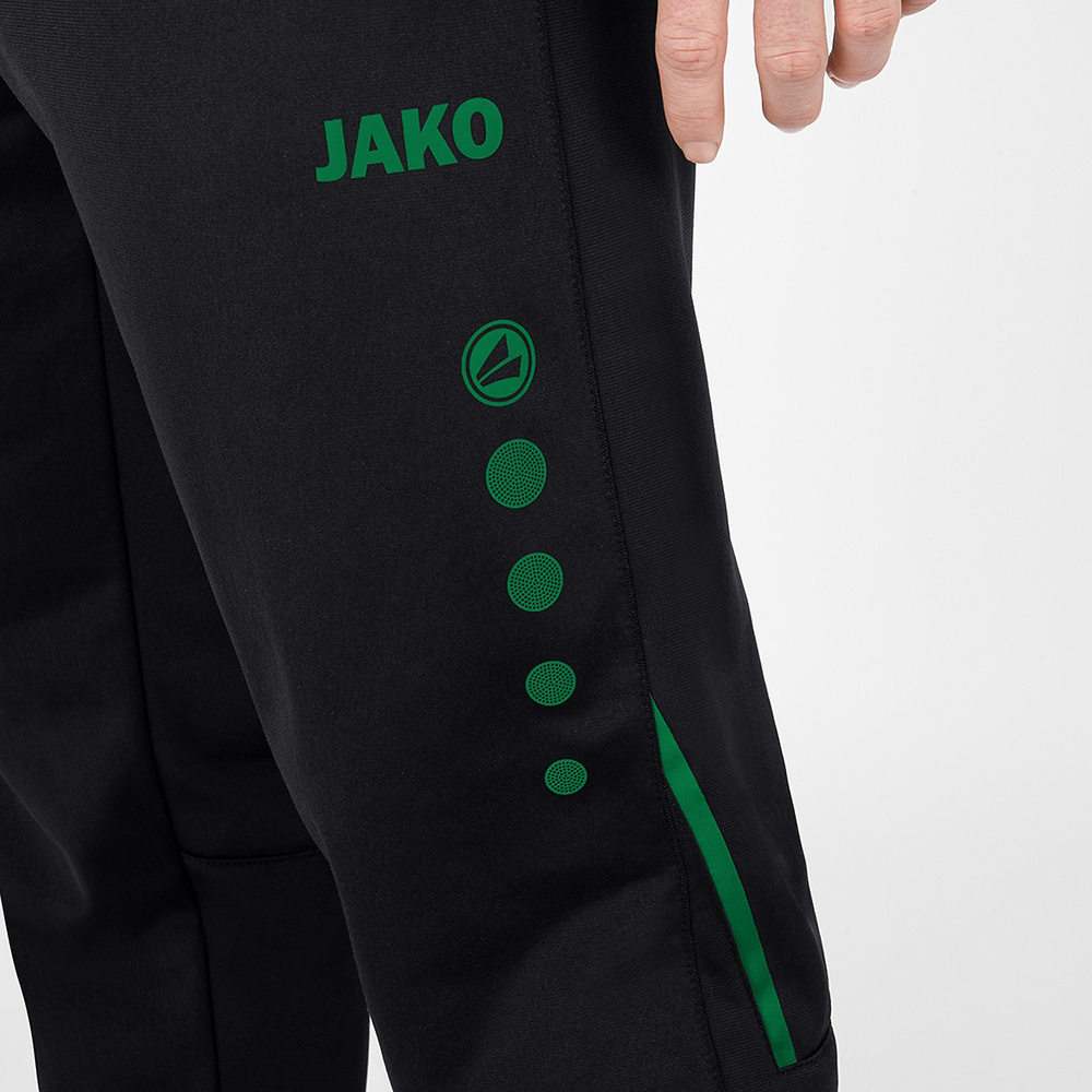 PANTALÓN POLIÉSTER JAKO CHALLENGE, NEGRO-VERDE HOMBRE. 