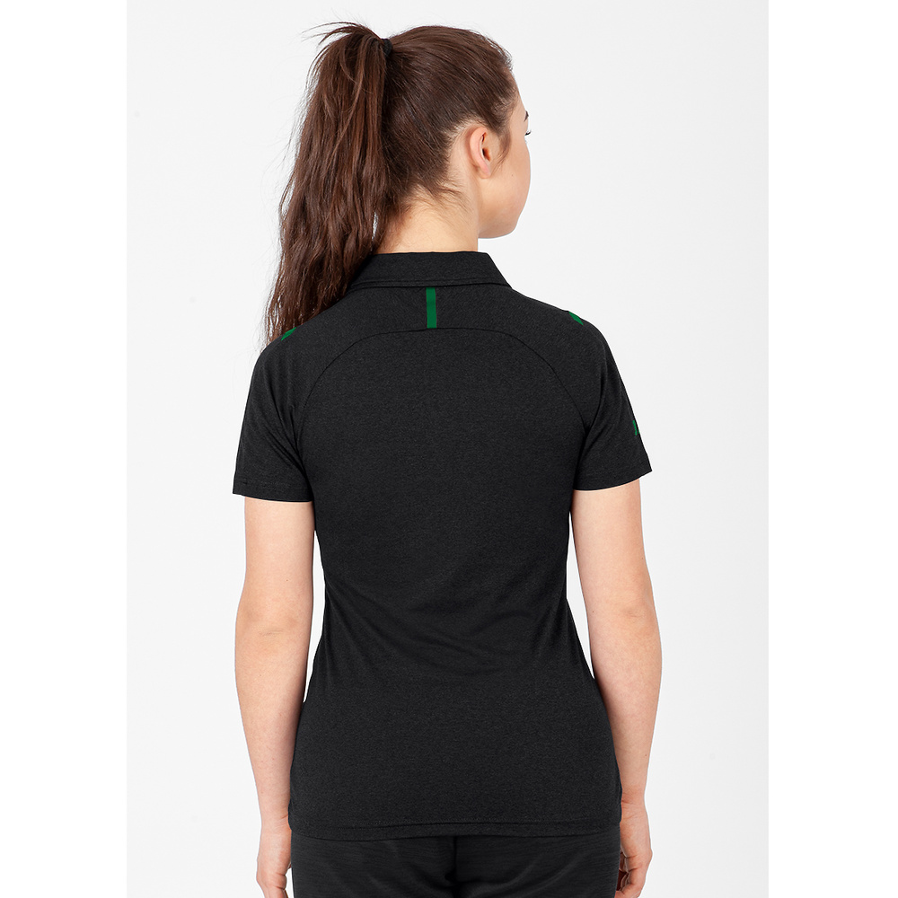 POLO JAKO CHALLENGE, BLACK MELANGE-SPORT GREEN WOMEN. 