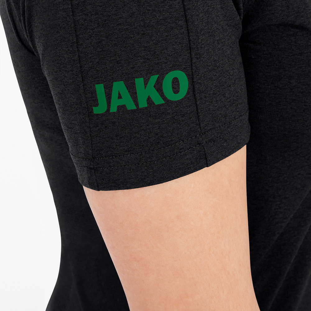 POLO JAKO CHALLENGE, BLACK MELANGE-SPORT GREEN WOMEN. 