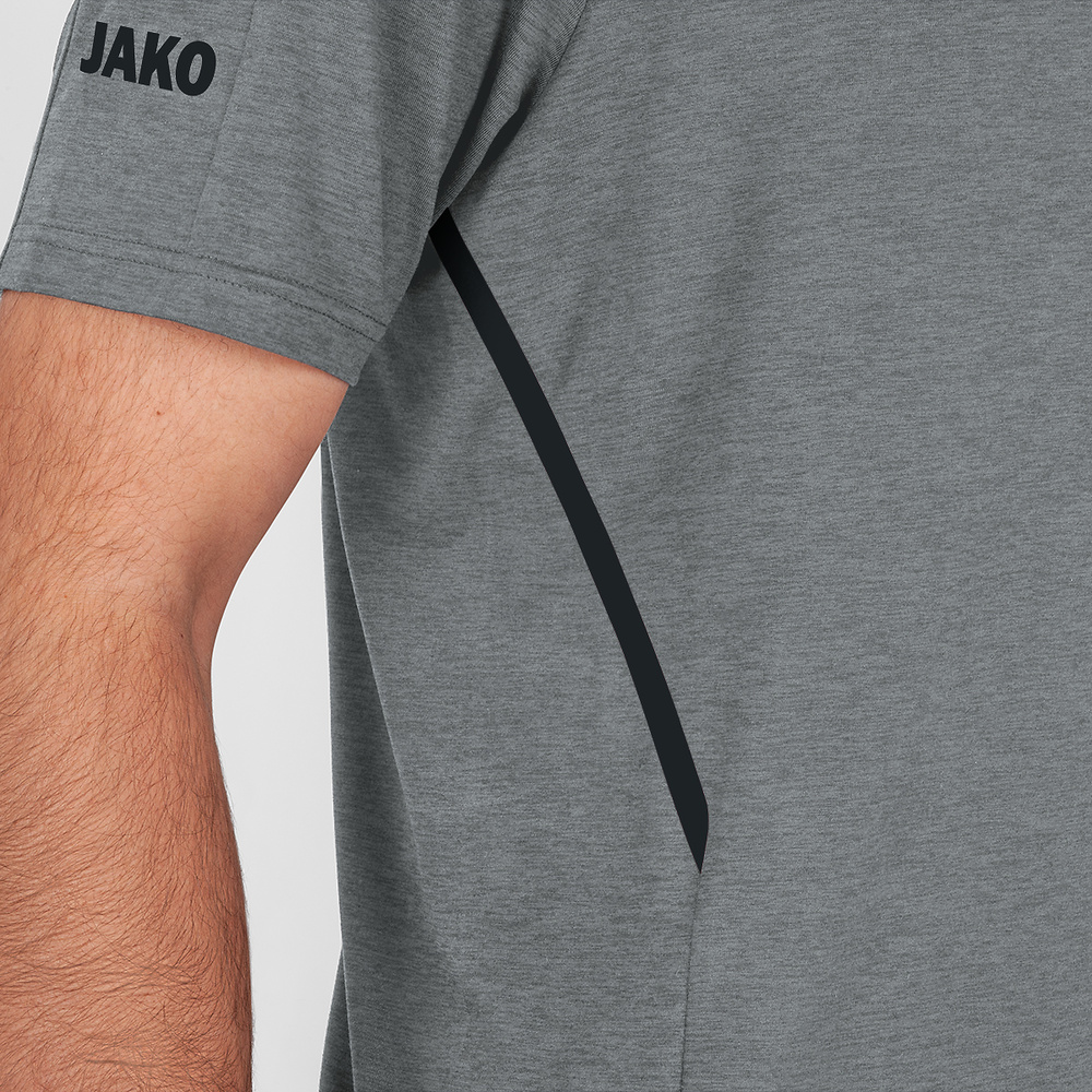 POLO JAKO CHALLENGE, STONE GREY MELANGE-BLACK MEN. 