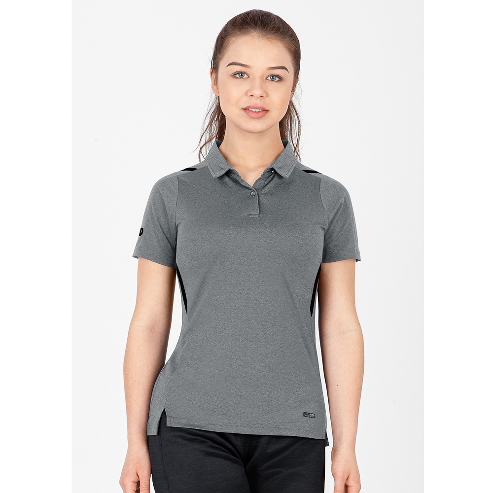 POLO JAKO CHALLENGE, STONE GREY MELANGE-BLACK WOMEN. 