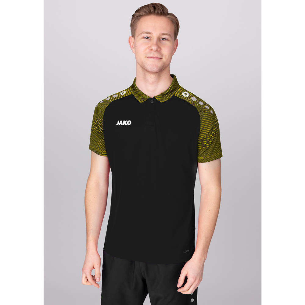 POLO JAKO PERFORMANCE, BLACK-SOFT YELLOW KIDS. 