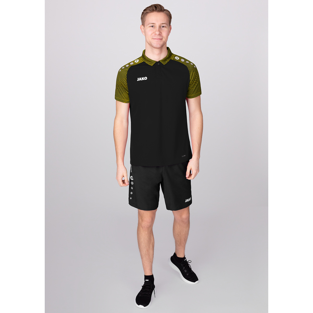 POLO JAKO PERFORMANCE, BLACK-SOFT YELLOW KIDS. 