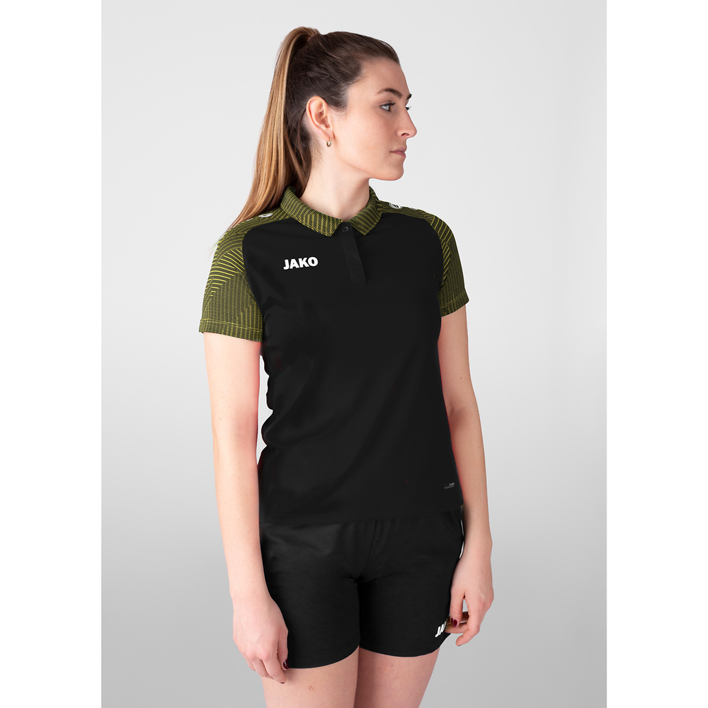 POLO JAKO PERFORMANCE, NEGRO-AMARILLO MUJER. 