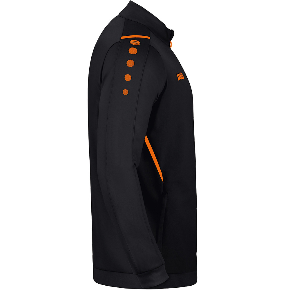 POLYESTER JACKET JAKO CHALLENGE, BLACK-NEON ORANGE KIDS. 