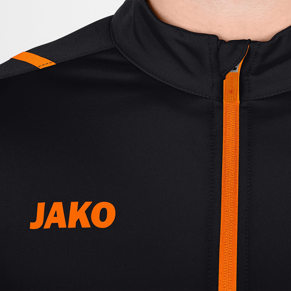 POLYESTER JACKET JAKO CHALLENGE, BLACK-NEON ORANGE KIDS. 