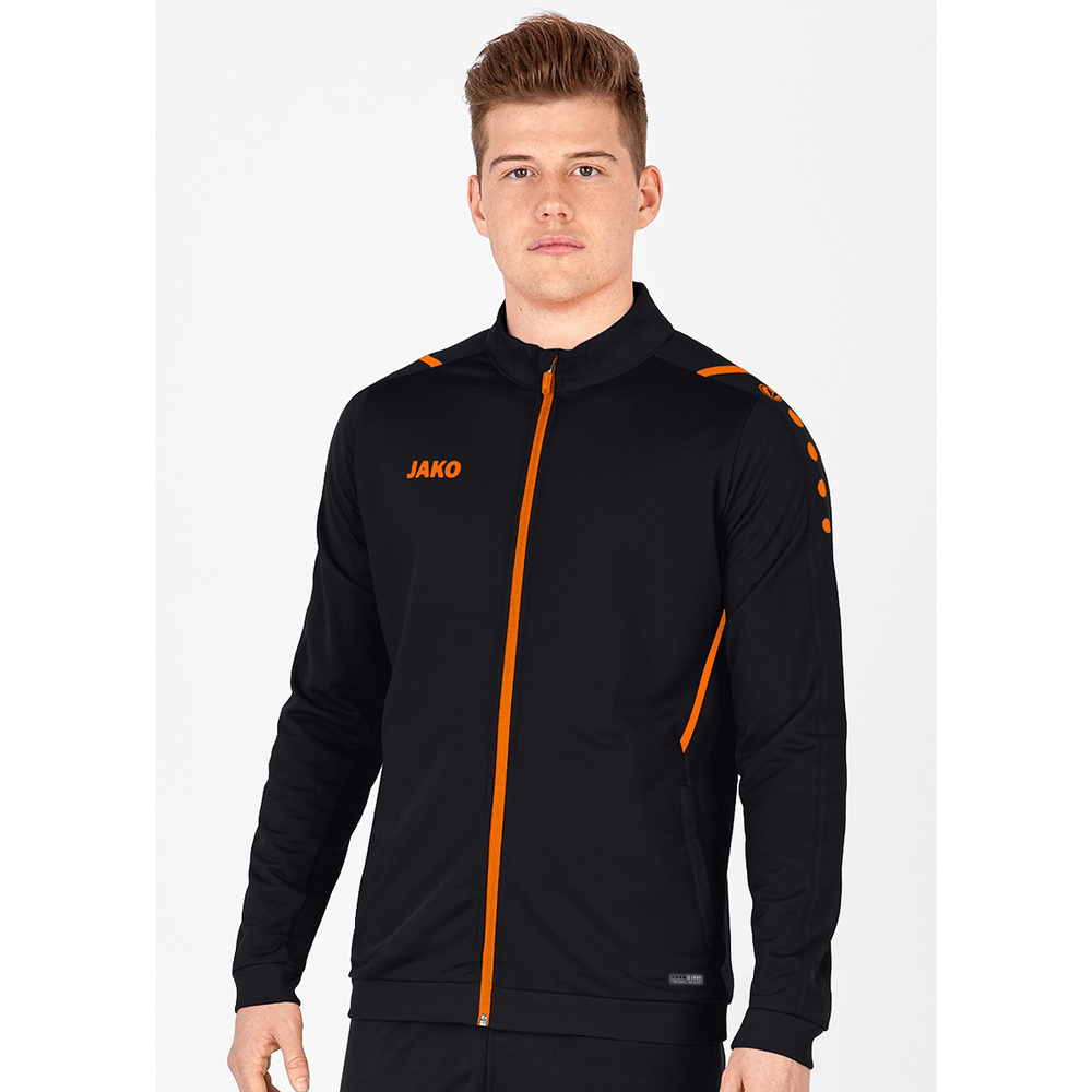 POLYESTER JACKET JAKO CHALLENGE, BLACK-NEON ORANGE MEN. 