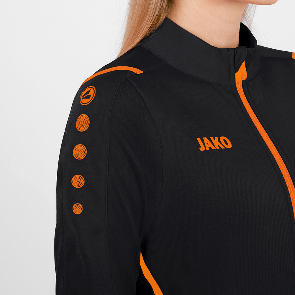 POLYESTER JACKET JAKO CHALLENGE, BLACK-NEON ORANGE WOMEN. 