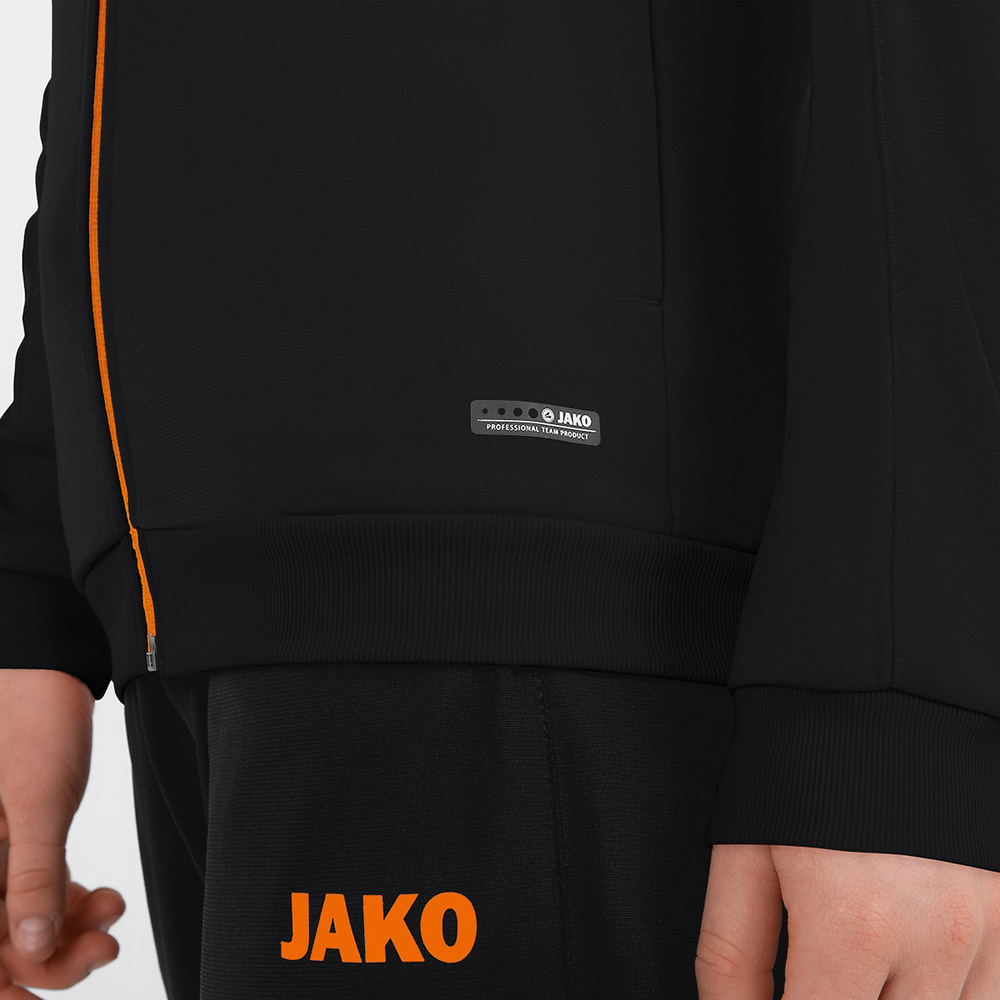 POLYESTER JACKET JAKO CHALLENGE, BLACK-NEON ORANGE WOMEN. 