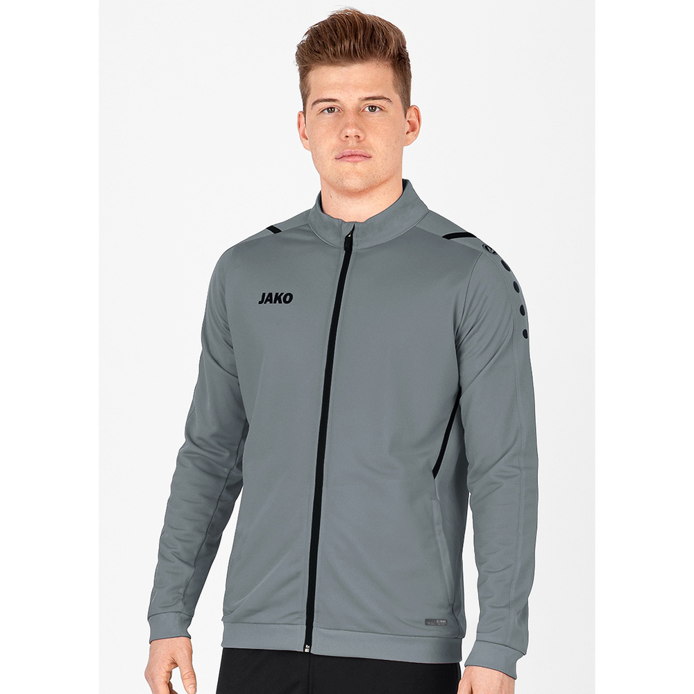 POLYESTER JACKET JAKO CHALLENGE, STONE GREY-BLACK MEN. 