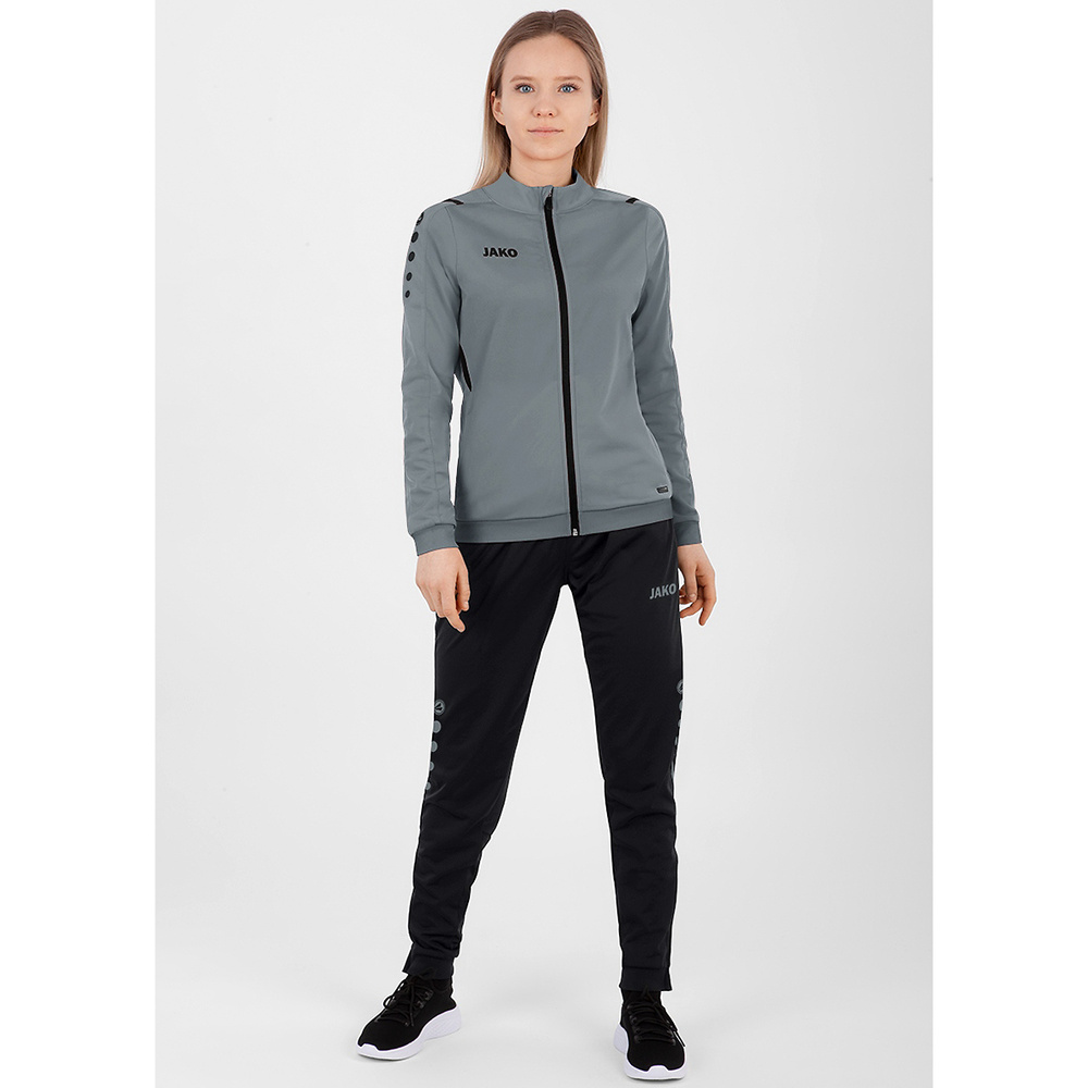 POLYESTER JACKET JAKO CHALLENGE, STONE GREY-BLACK WOMEN. 