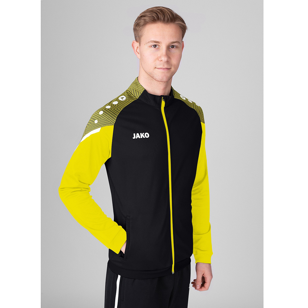 POLYESTER JACKET JAKO PERFORMANCE, BLACK-SOFT YELLOW KIDS. 