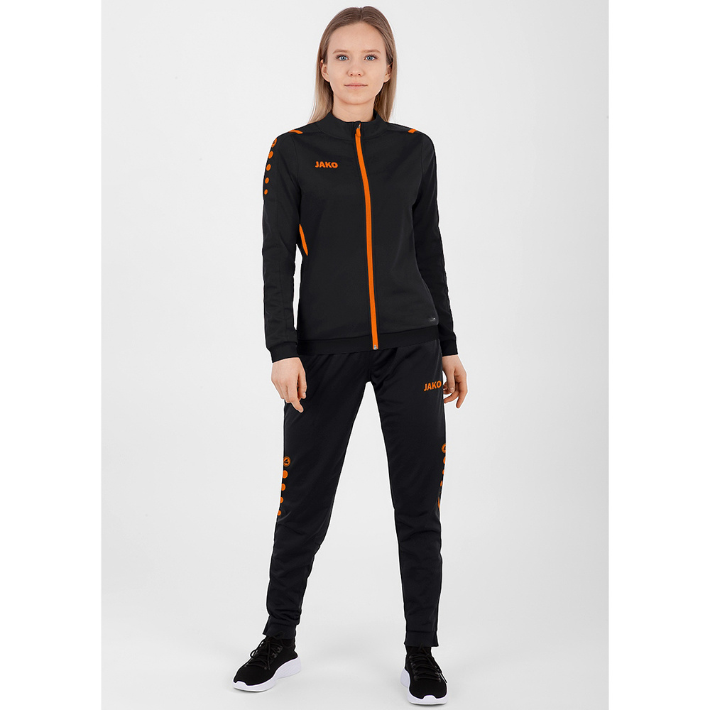 POLYESTER TROUSERS JAKO CHALLENGE, BLACK-NEON ORANGE WOMEN. 