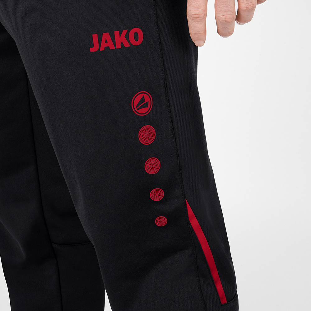 POLYESTER TROUSERS JAKO CHALLENGE, BLACK-RED MEN. 