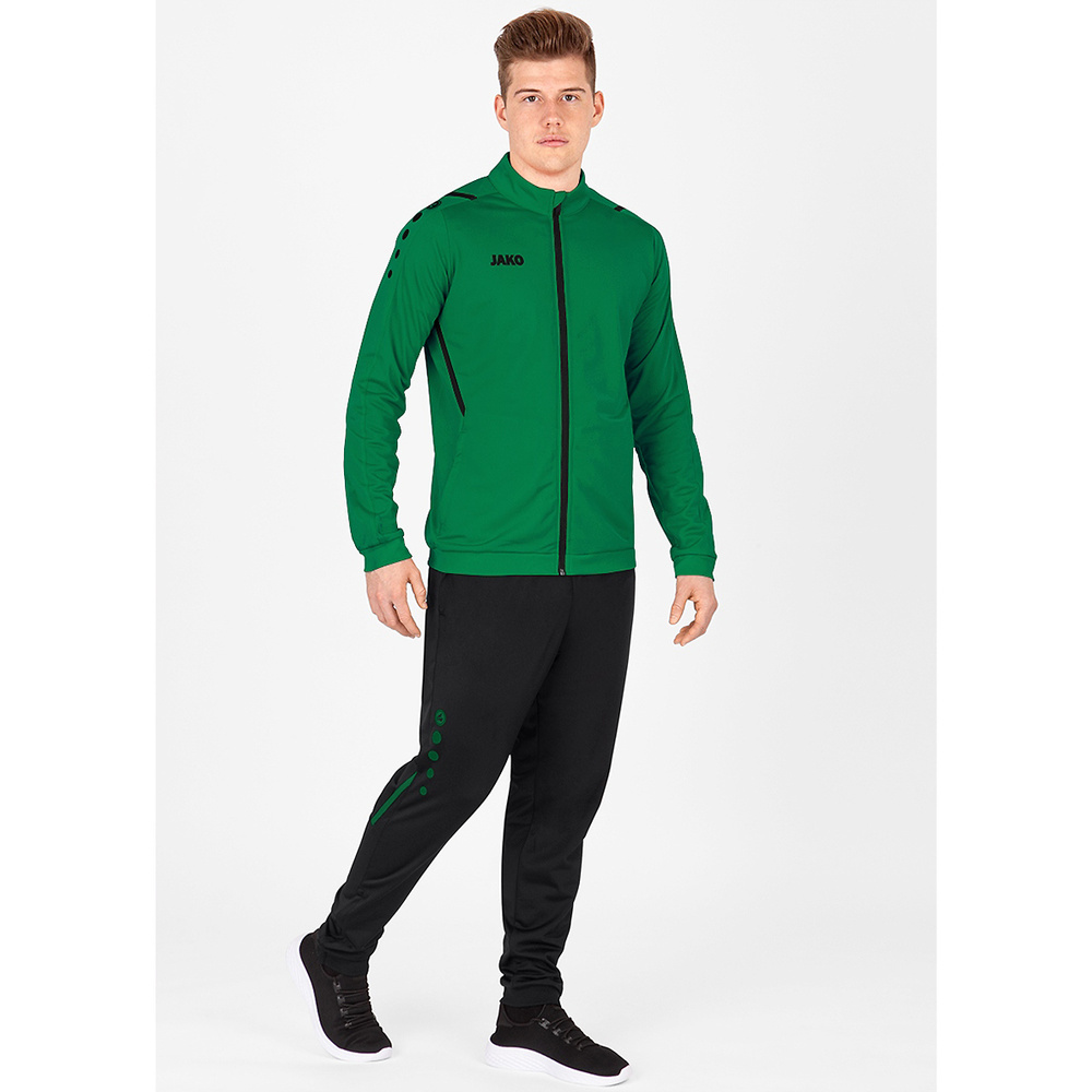 POLYESTER TROUSERS JAKO CHALLENGE, BLACK-SPORT. GREEN KIDS. 