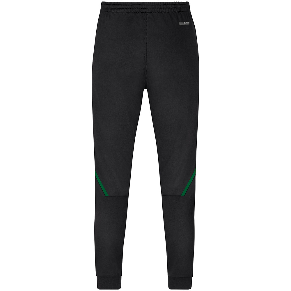 POLYESTER TROUSERS JAKO CHALLENGE, BLACK-SPORT. GREEN WOMEN. 