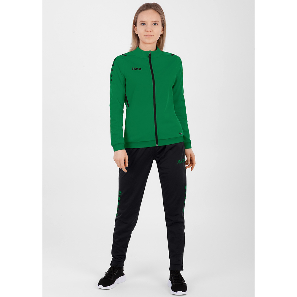 POLYESTER TROUSERS JAKO CHALLENGE, BLACK-SPORT. GREEN WOMEN. 