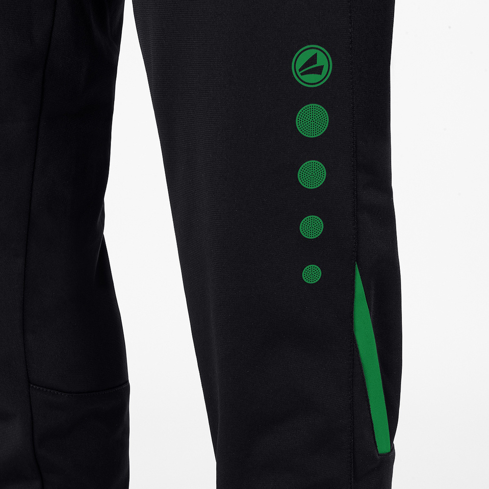 POLYESTER TROUSERS JAKO CHALLENGE, BLACK-SPORT. GREEN WOMEN. 