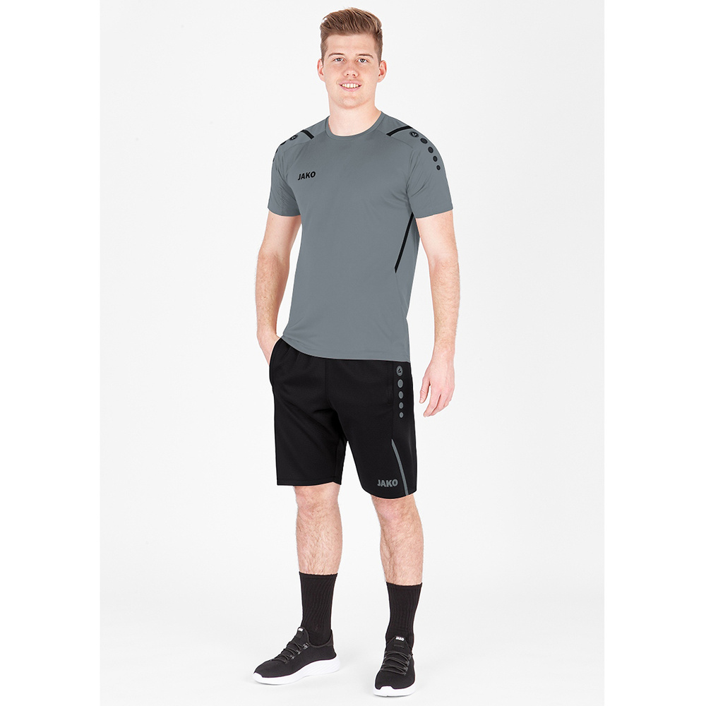 SHORT DE ENTRENAMIENTO JAKO CHALLENGE, NEGRO-GRIS PIEDRA HOMBRE. 