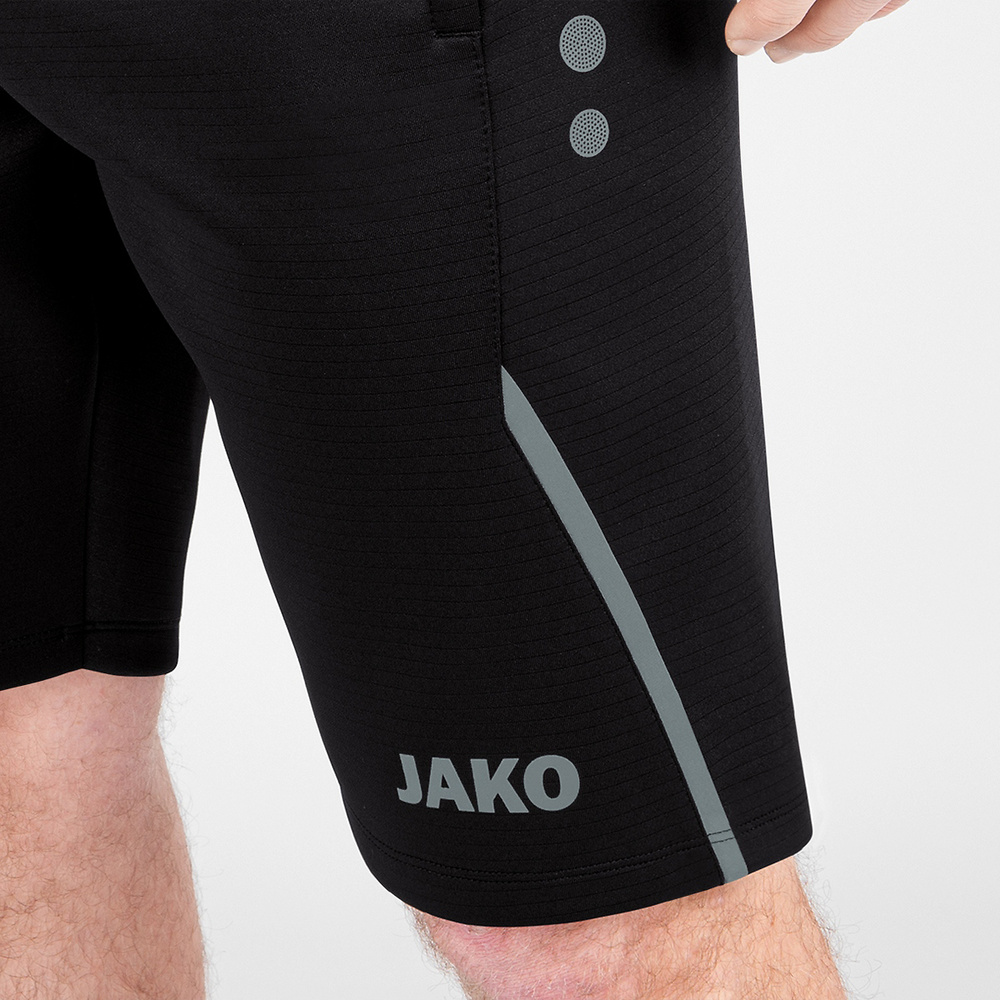 SHORT DE ENTRENAMIENTO JAKO CHALLENGE, NEGRO-GRIS PIEDRA HOMBRE. 