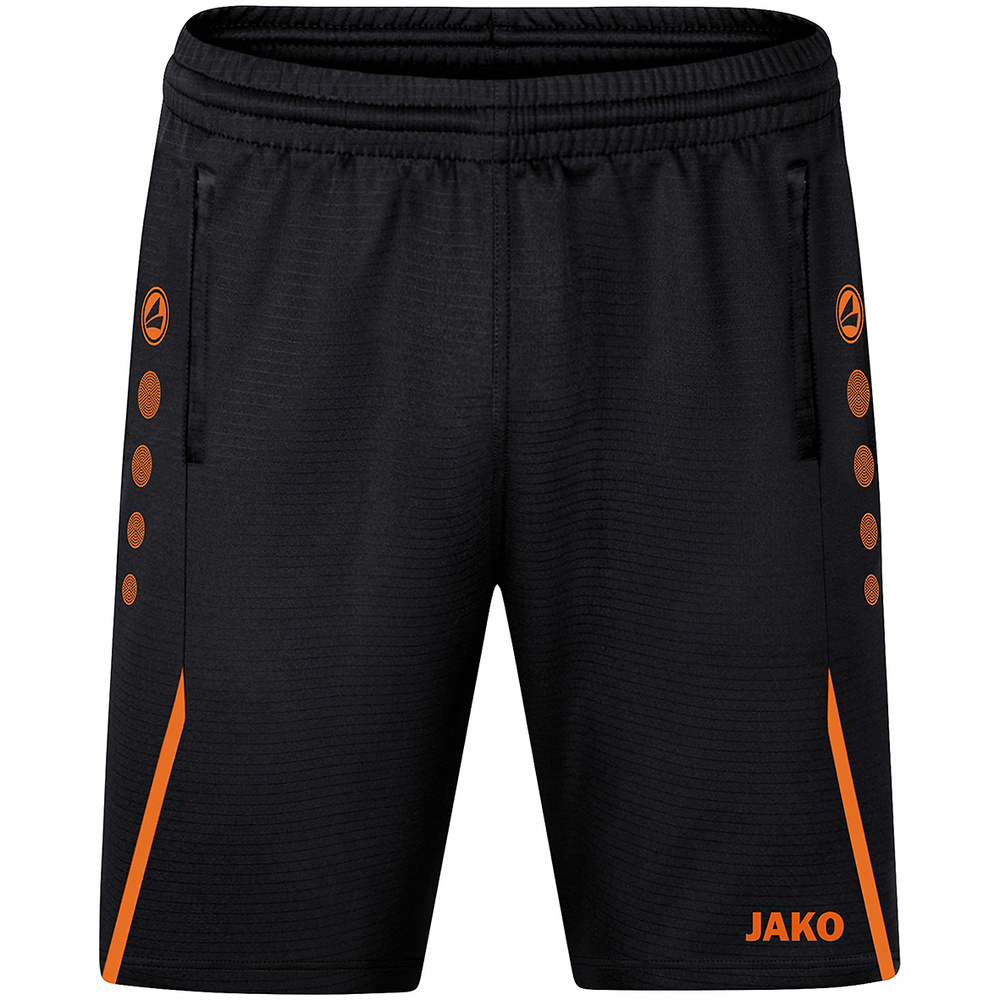 SHORT DE ENTRENAMIENTO JAKO CHALLENGE, NEGRO-NARANJA NIÑO. 