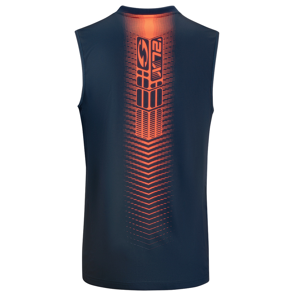 SLEEVELESS TRAININGS-TEE T-SHIRT SALLERX.72, NAVY-NEON ORANGE-WHITE UNISEX. 