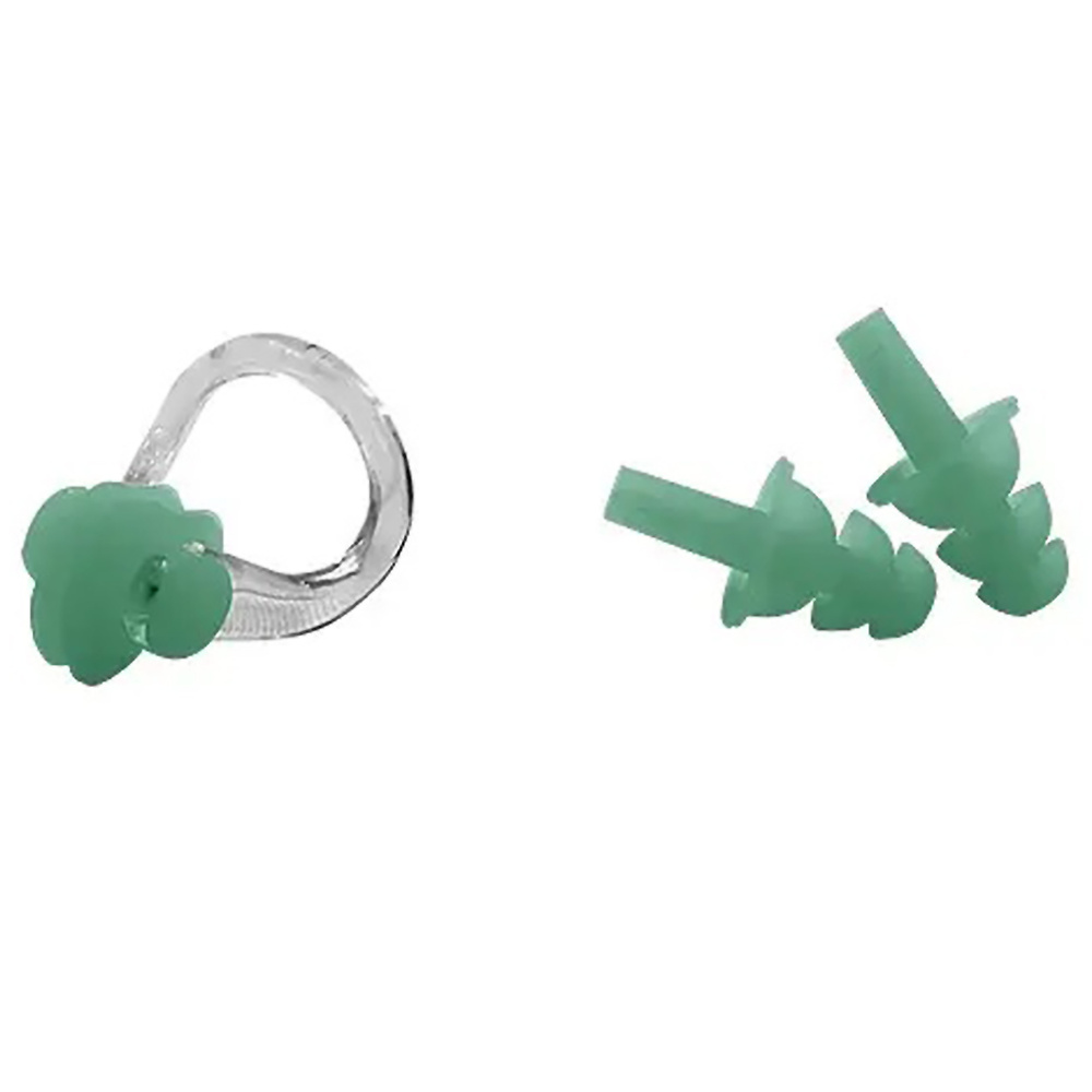 SQUBA NOSE CLIP + EARPLUGS SET, WATER GREEN. 