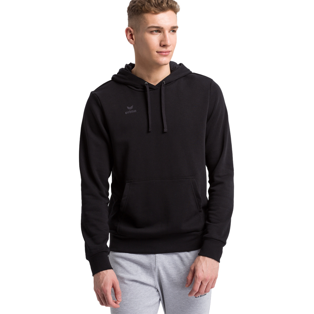 SUDADERA CON CAPUCHA ERIMA, NEGRA HOMBRE. 