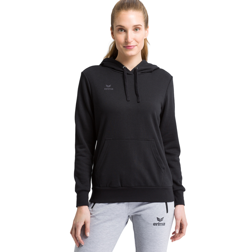 SUDADERA CON CAPUCHA ERIMA, NEGRA MUJER. 