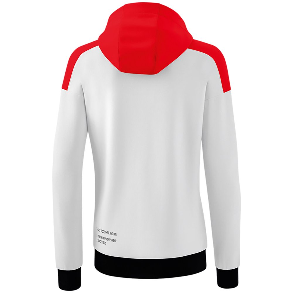 SUDADERA CON CAPUCHA ERIMA CHANGE, BLANCA-ROJA-NEGRA MUJER. 