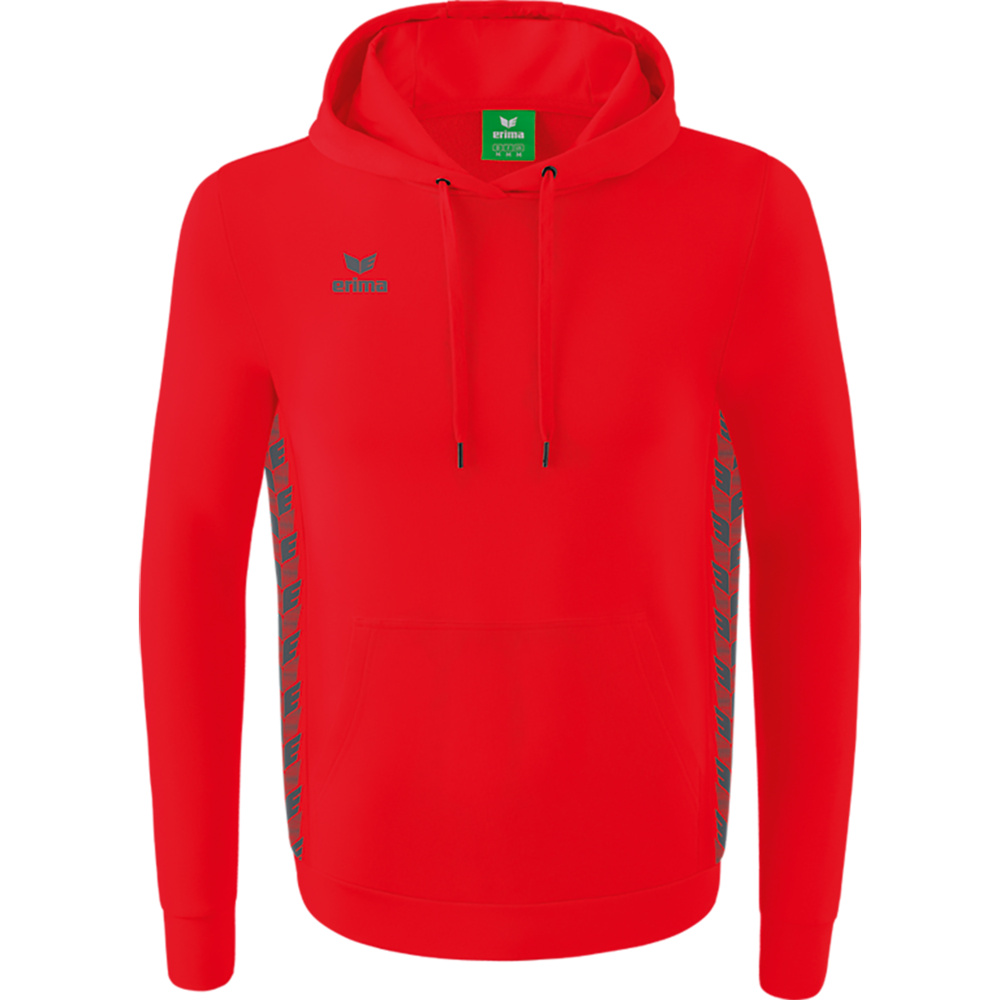 SUDADERA CON CAPUCHA ERIMA ESSENTIAL TEAM, ROJA-GRIS PIZARRA NIÑO. 