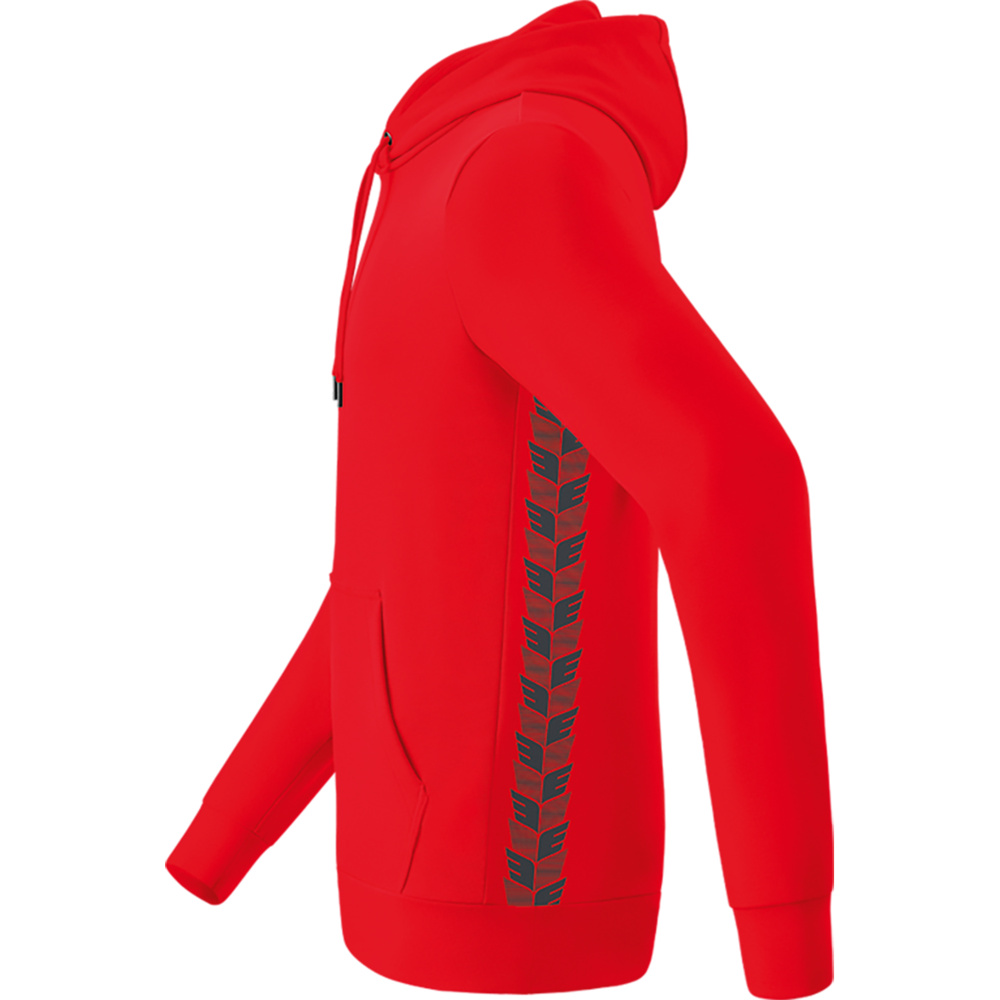 SUDADERA CON CAPUCHA ERIMA ESSENTIAL TEAM, ROJA-GRIS PIZARRA NIÑO. 