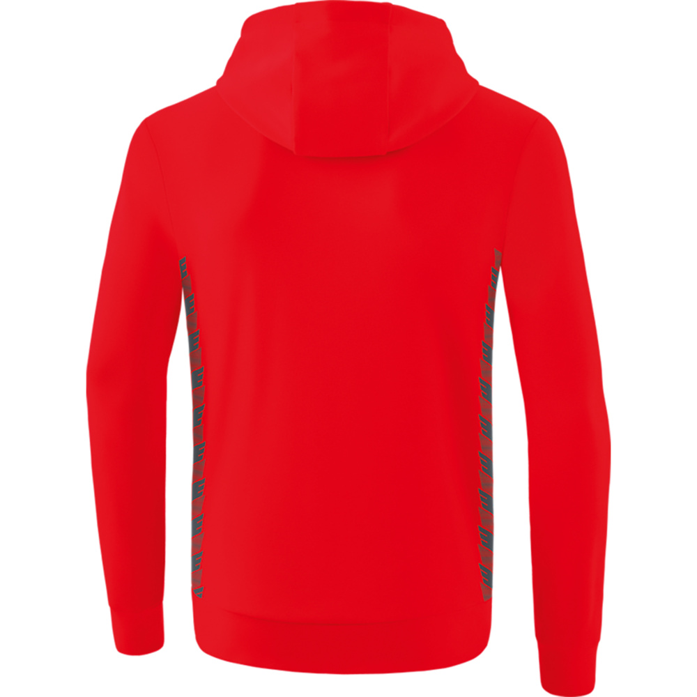 SUDADERA CON CAPUCHA ERIMA ESSENTIAL TEAM, ROJA-GRIS PIZARRA NIÑO. 