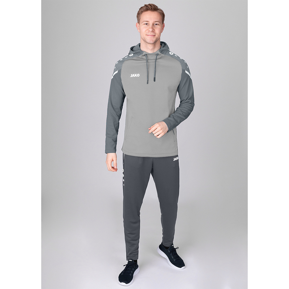 SUDADERA CON CAPUCHA JAKO PERFORMANCE, GRIS-GRIS PIEDRA NIÑO. 