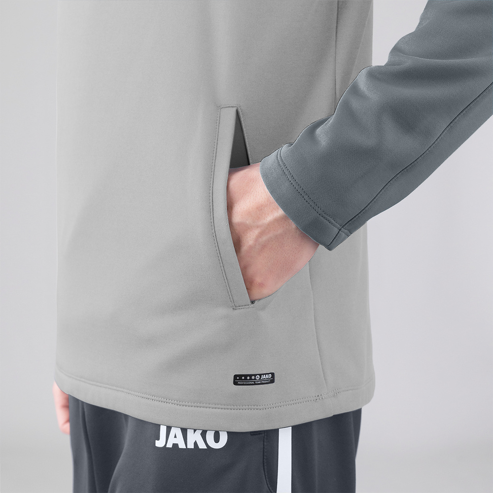 SUDADERA CON CAPUCHA JAKO PERFORMANCE, GRIS-GRIS PIEDRA NIÑO. 