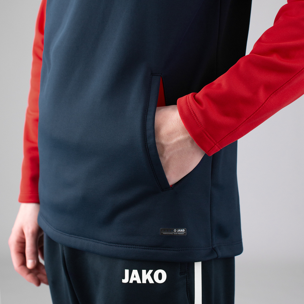 SUDADERA CON CAPUCHA JAKO PERFORMANCE, MARINO-ROJA HOMBRE. 