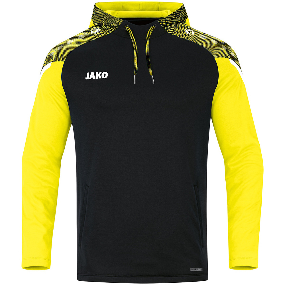 SUDADERA CON CAPUCHA JAKO PERFORMANCE, NEGRA-AMARILLA HOMBRE. 