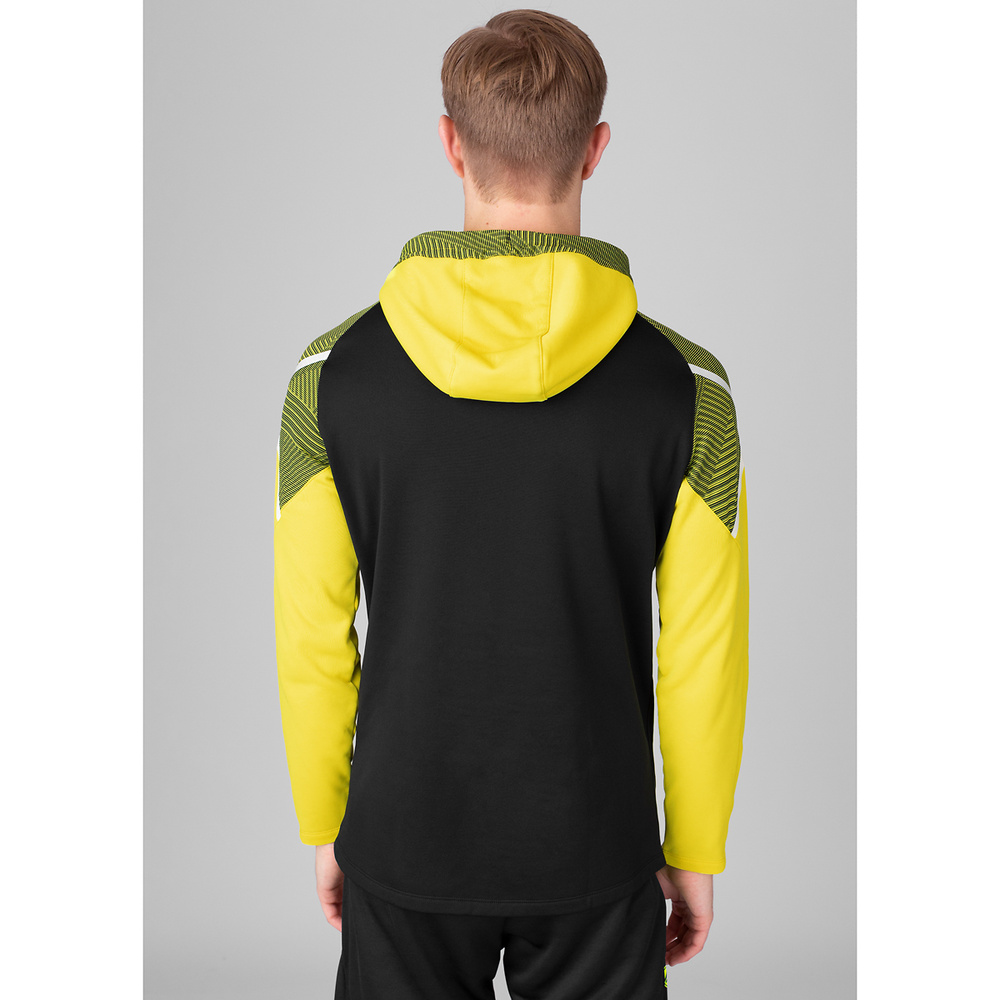 SUDADERA CON CAPUCHA JAKO PERFORMANCE, NEGRA-AMARILLA HOMBRE. 